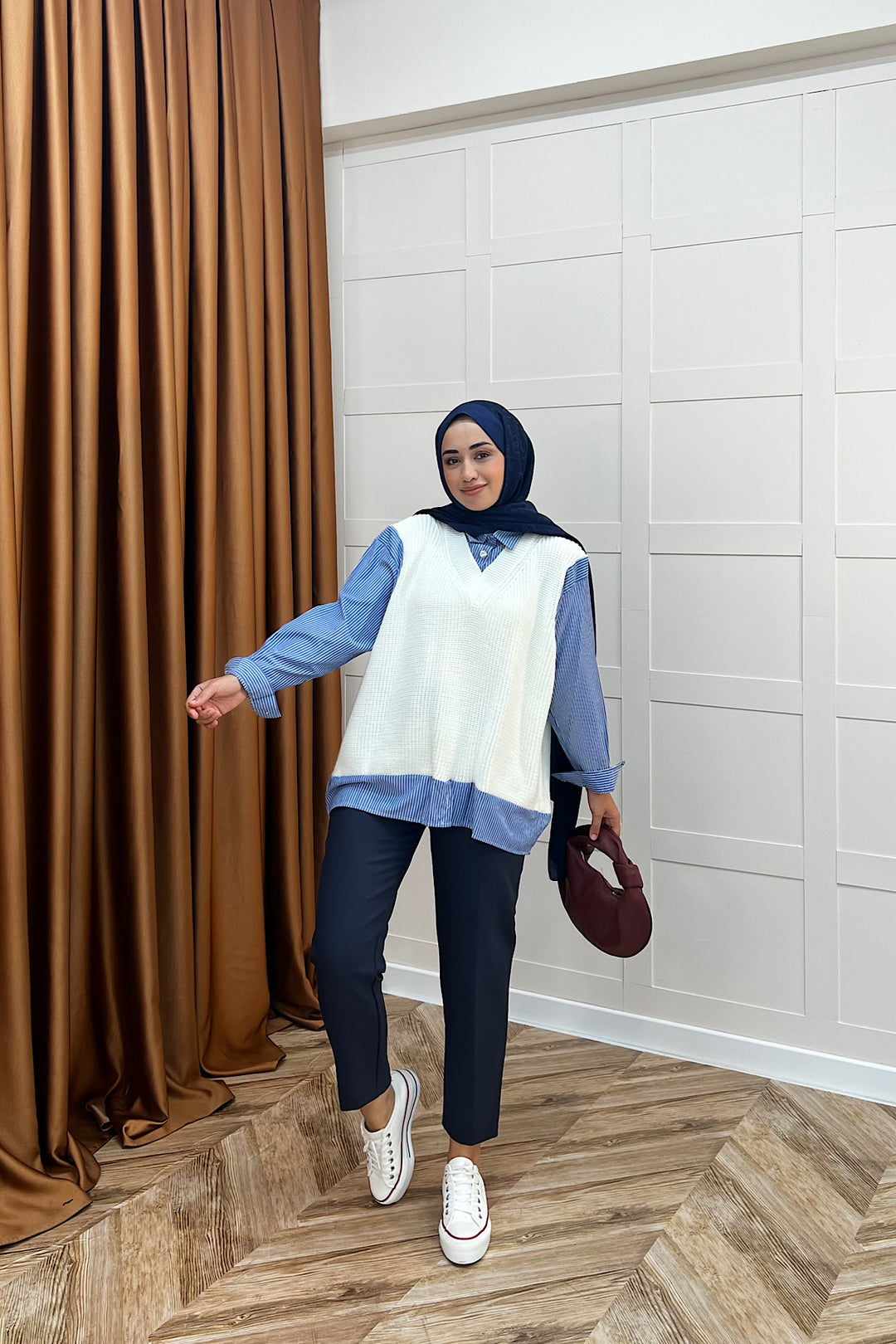 Triko Süveterli Gömlek Ekru 24730-EKRU