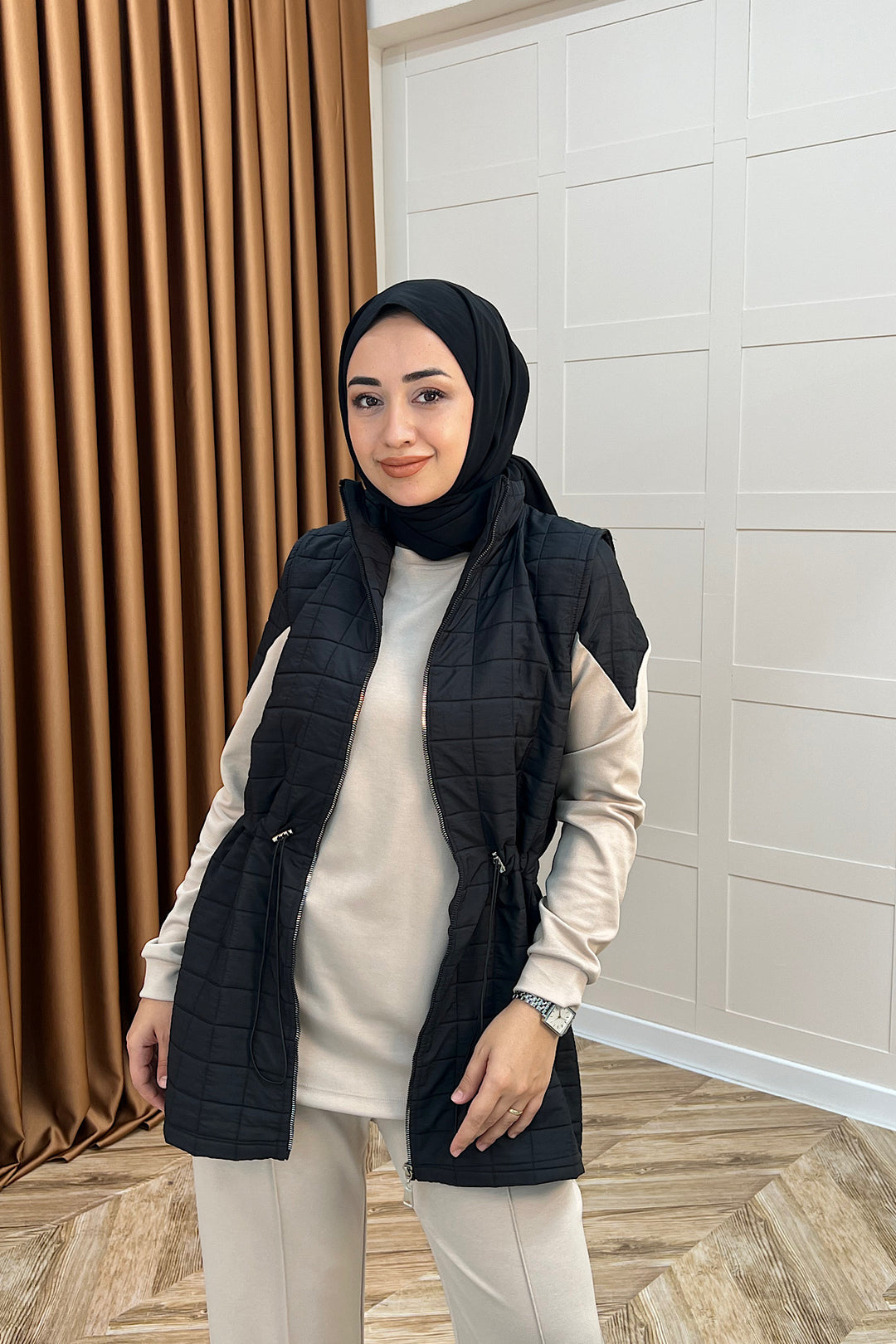 Armoni Kapitone Yelekli Üçlü Takım Siyah 6015-SIYAH