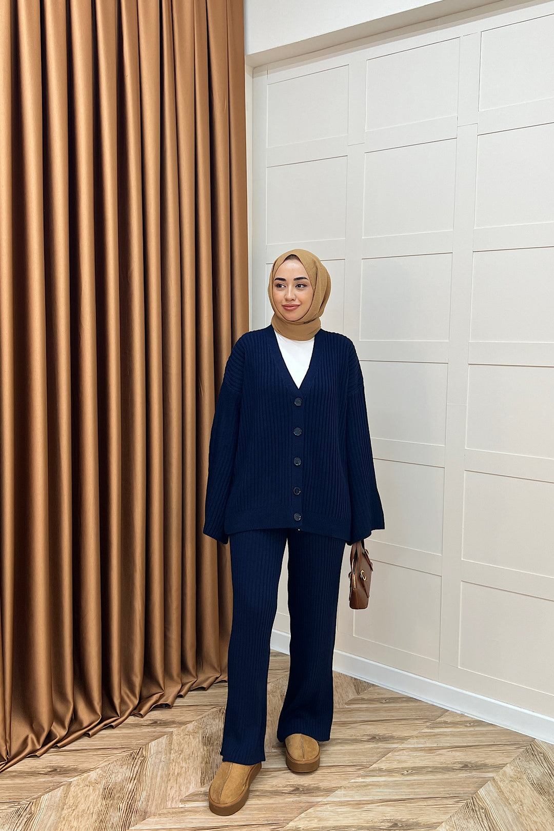 Galata Fitilli Triko Hırka Takım Lacivert 25630-LACIVERT