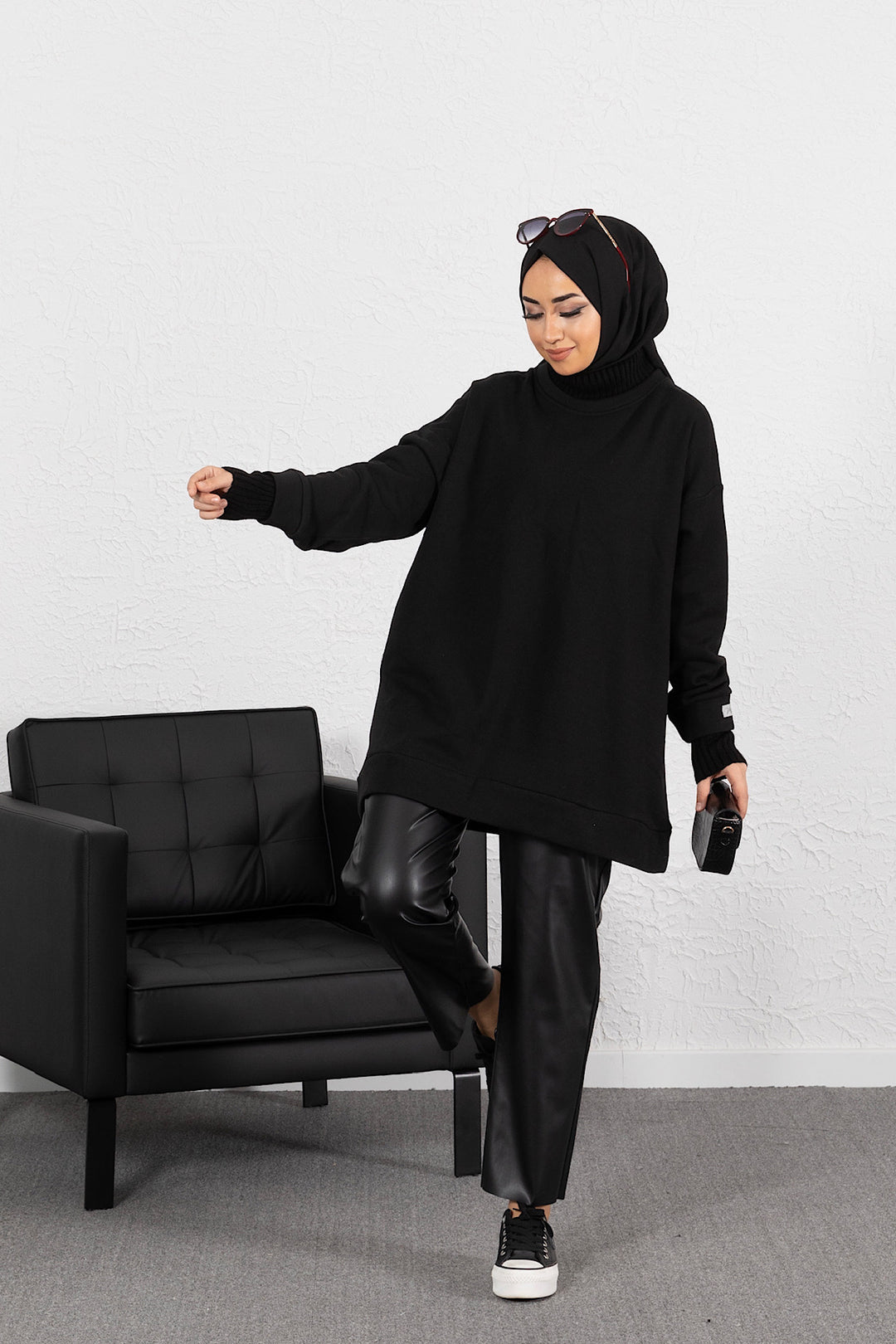 Triko Detay Sweat Siyah 8026-SIYAH