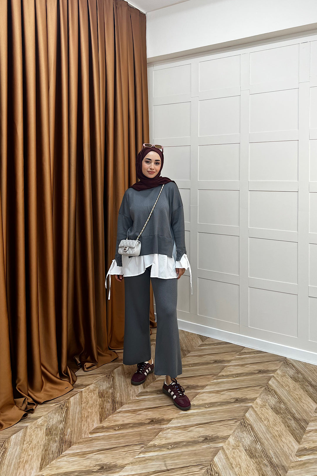 Truva Gömlek Detay Merserize Triko Takım Antrasit 25350-ANTRASIT