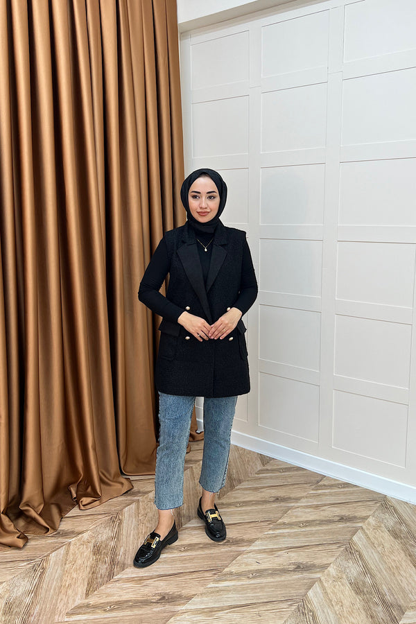 Maya Kısa Yelek Siyah 7889-SIYAH