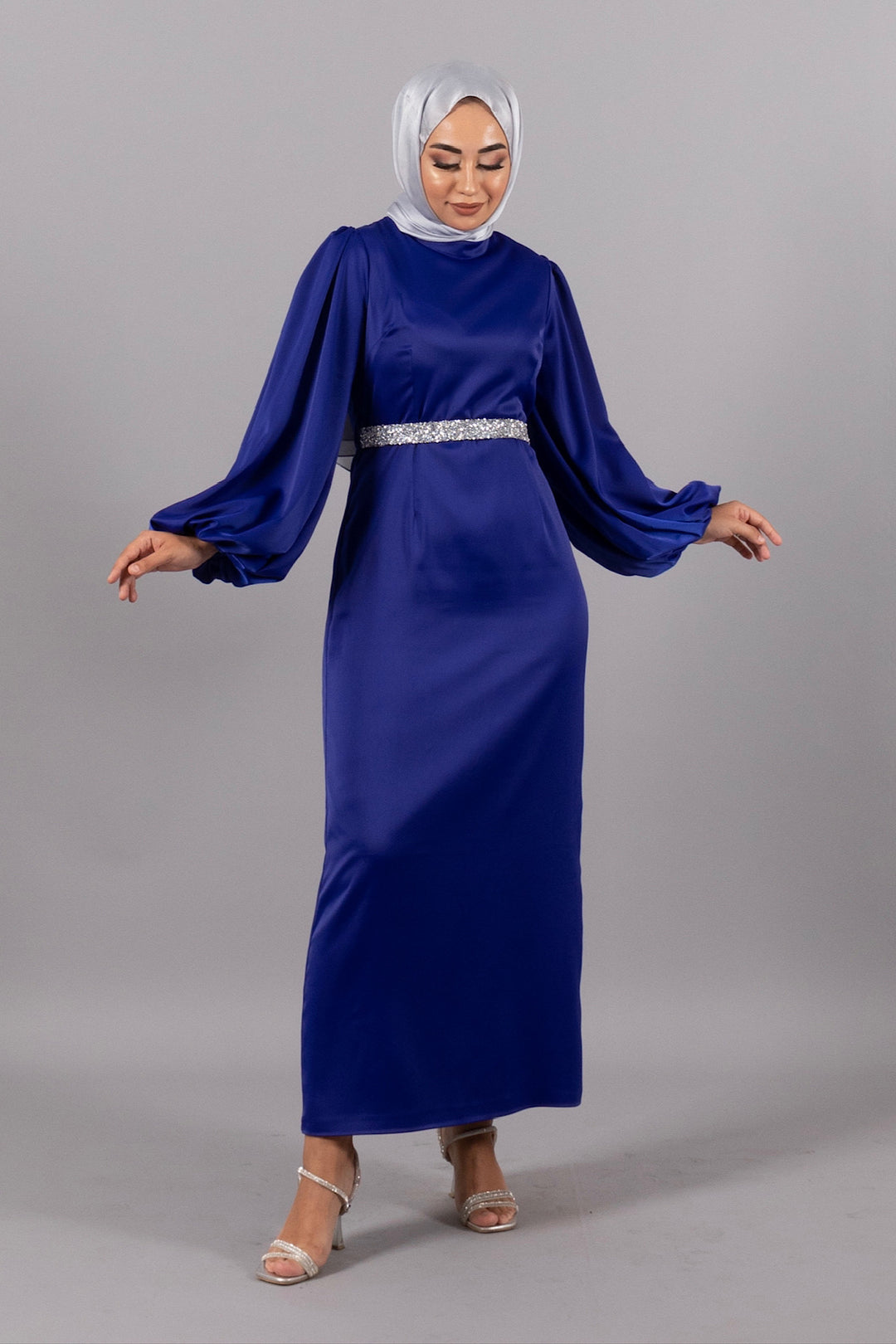 Louren Taş Kemer Abiye Saks 4977-SAKS