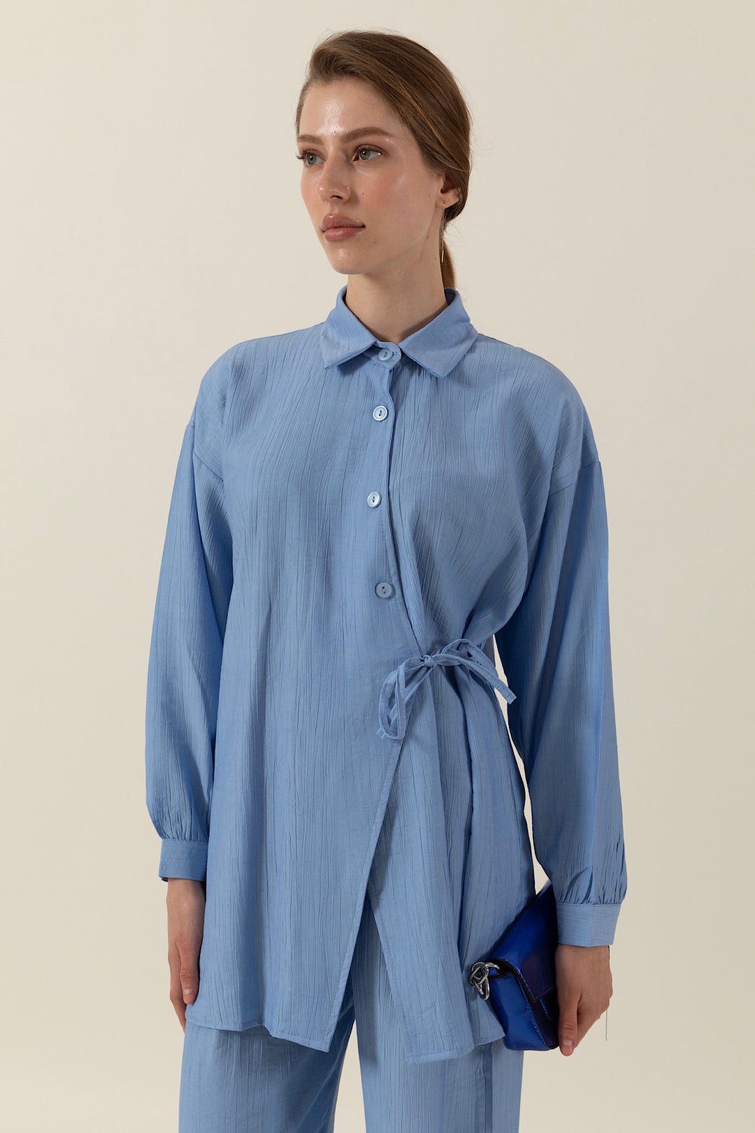 Tuana Yandan Bağlamalı Takım Mavi 3130-MAVI