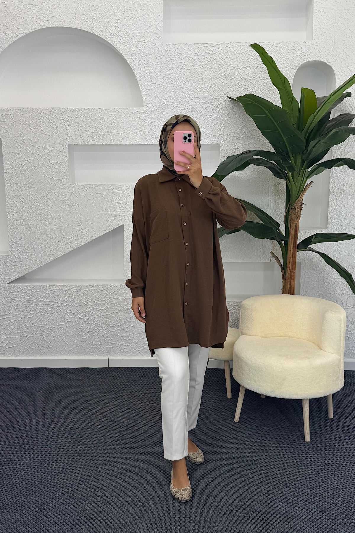Cep Detay Linda Tunik Kahverengi 2457-KAHVERENGI