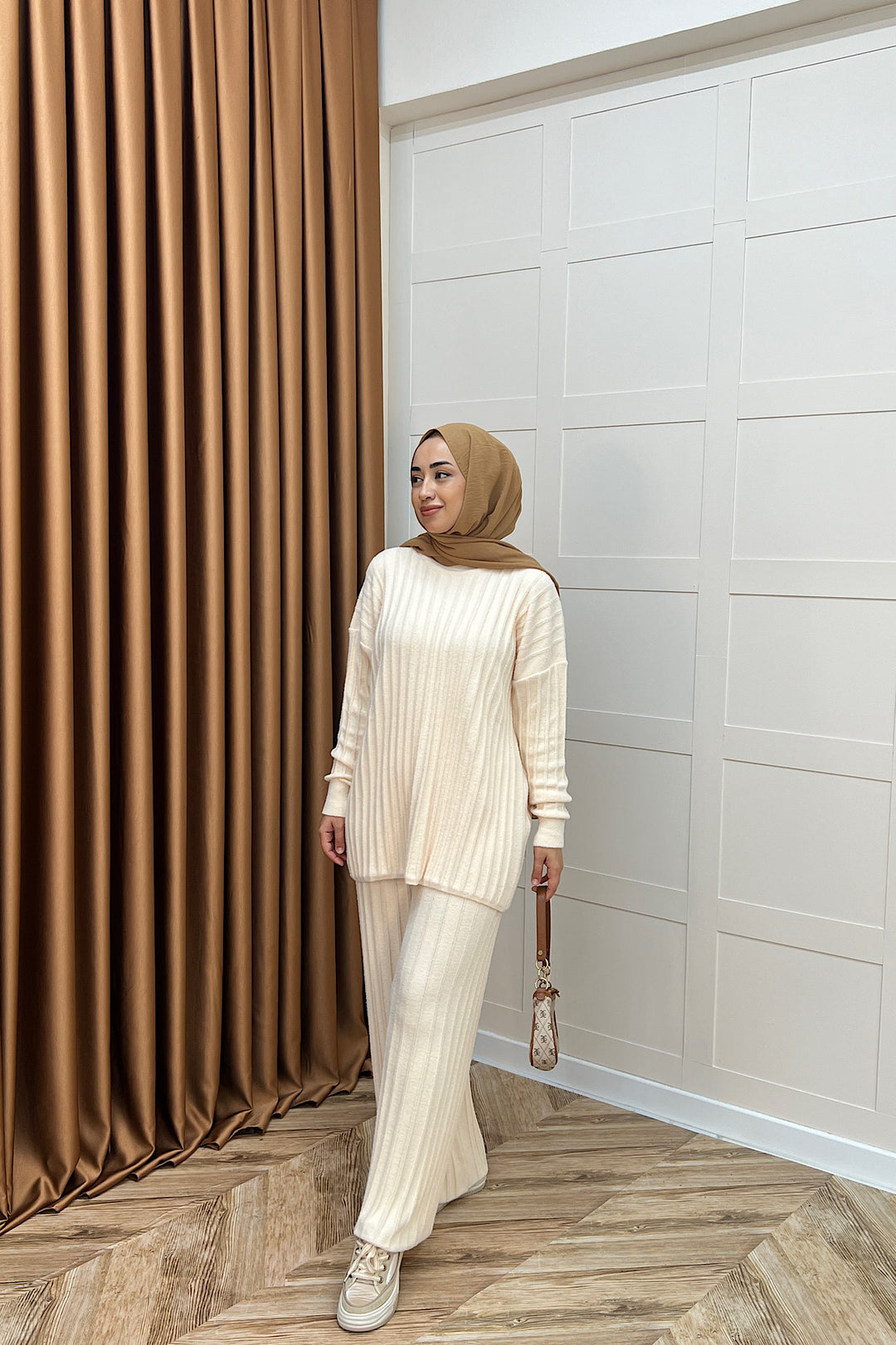 Kripto Keçe Sakal Triko Takım Krem 25560-KREM