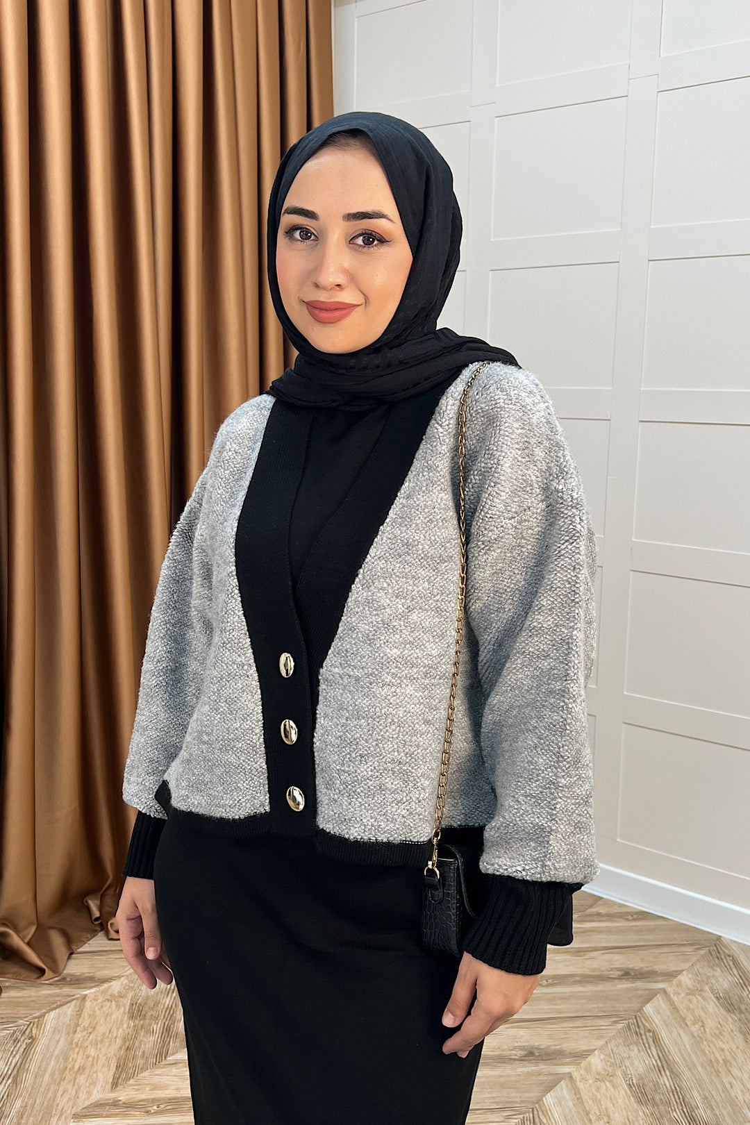 Sezen İkili Triko Elbise Gri 241090-GRI