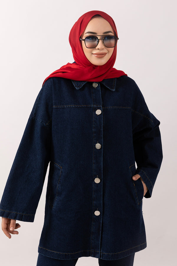 İspanyol Pantolonlu Kot Takım Lacivert 6200-LACIVERT