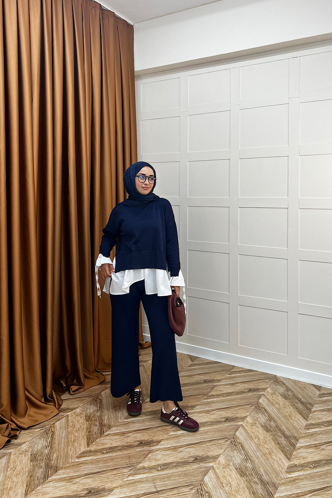 Truva Gömlek Detay Merserize Triko Takım Lacivert 25350-LACIVERT