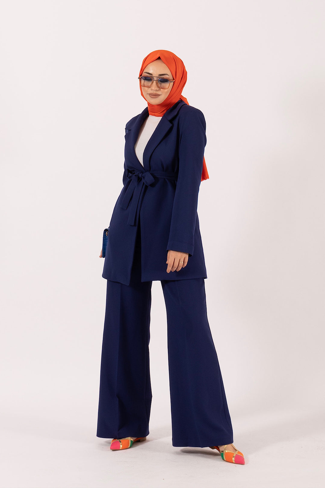 İkili Düz Ceket Takım Lacivert 6151-LACIVERT