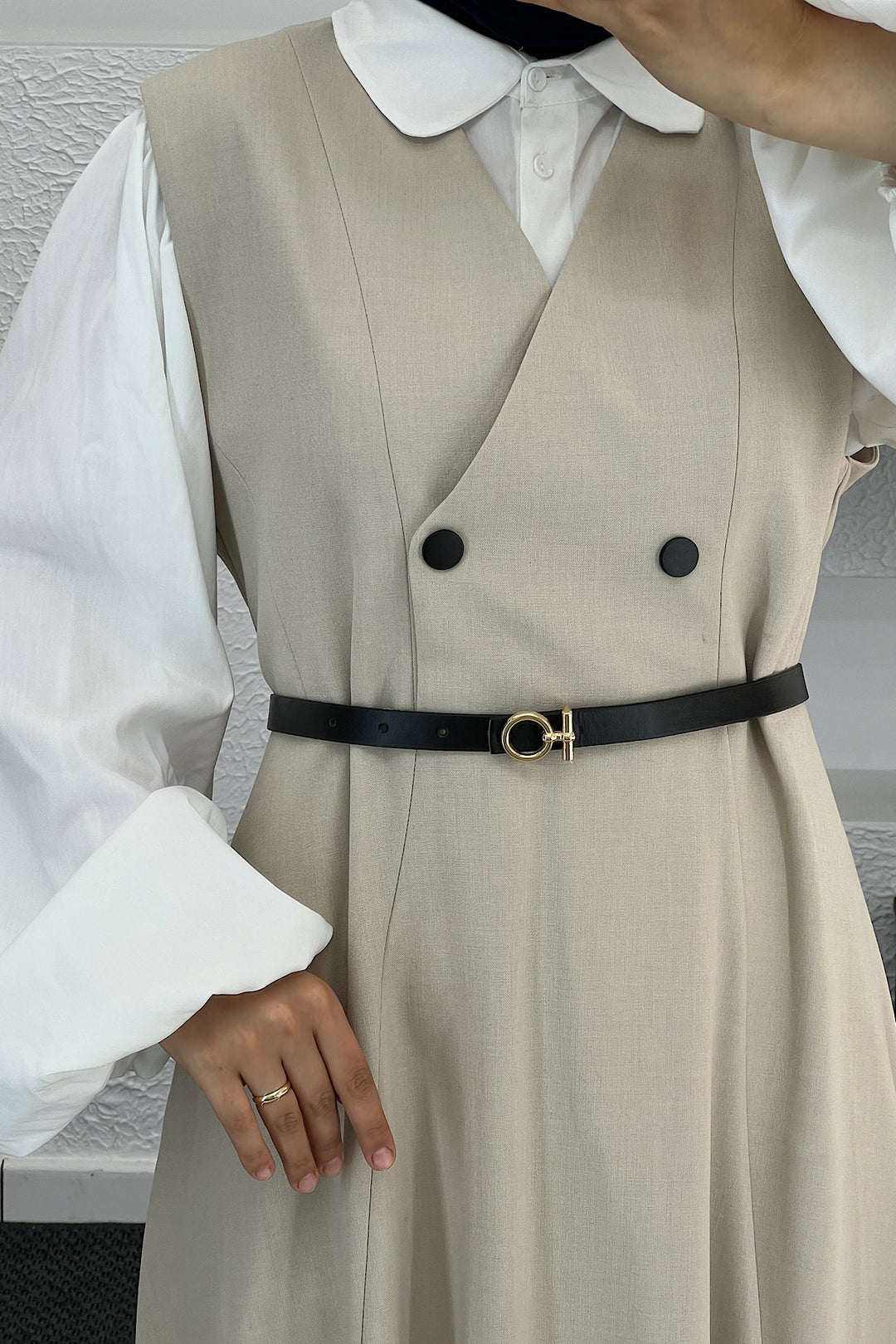 Belden Kemerli Jile Krem 9019-KREM