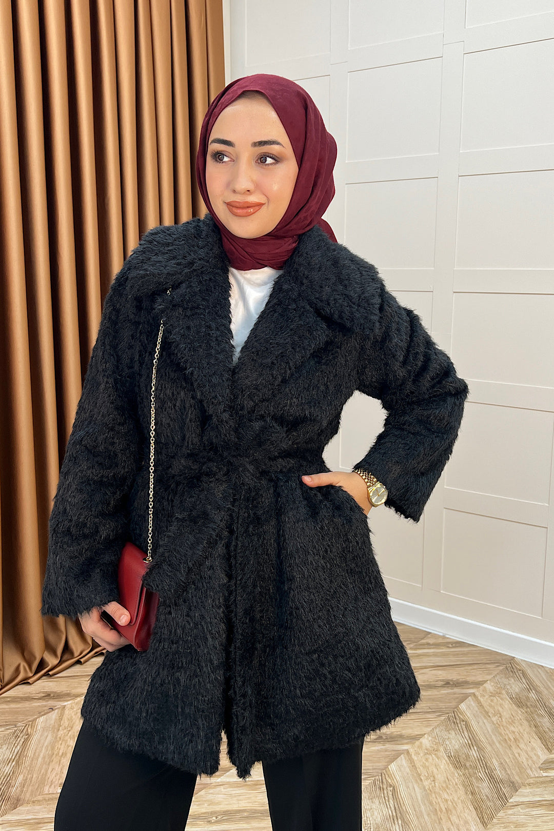 Grok Peluş Kaban Siyah 5523-SIYAH