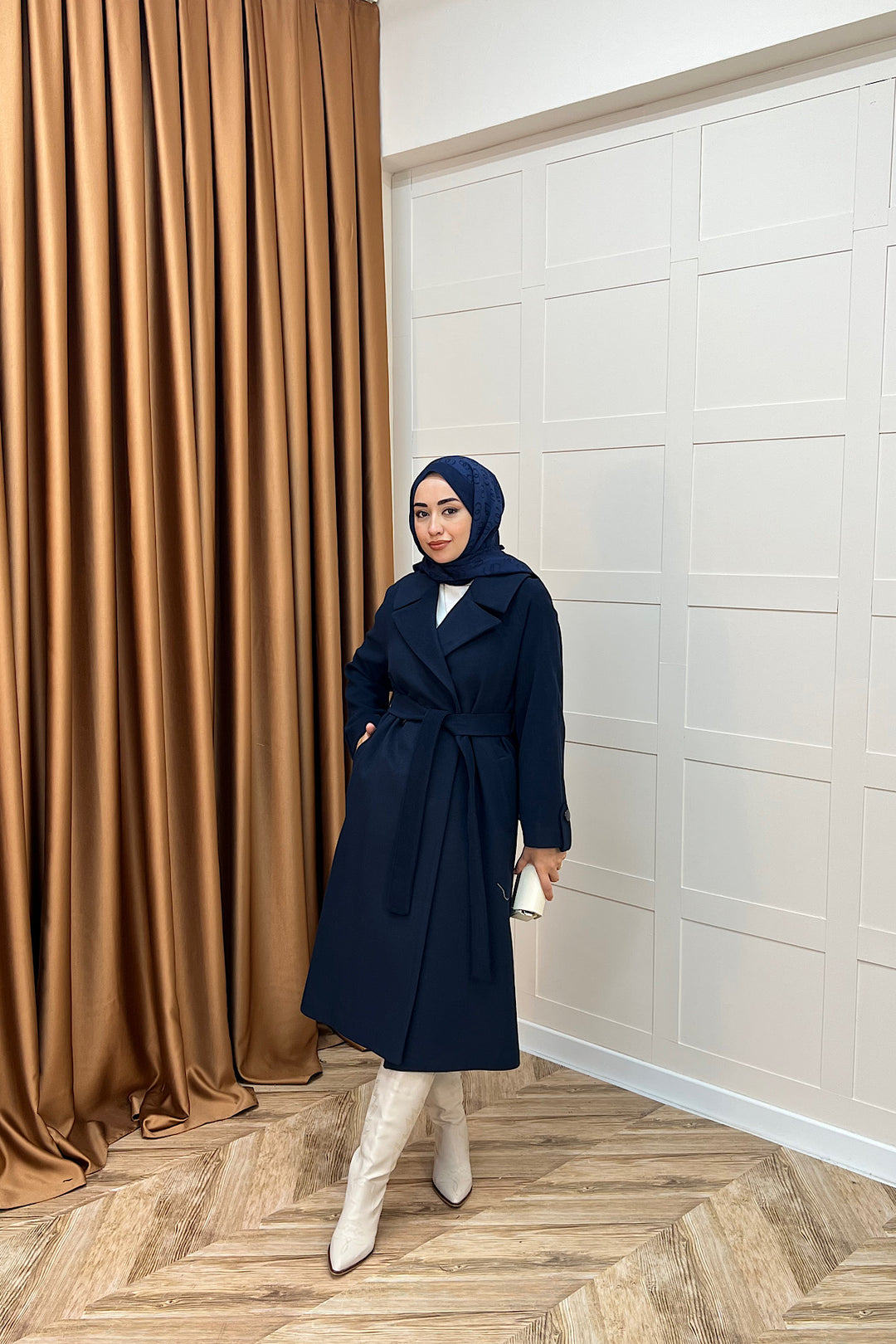 Martina Yırtmaçlı Kaban Lacivert 5508-LACIVERT