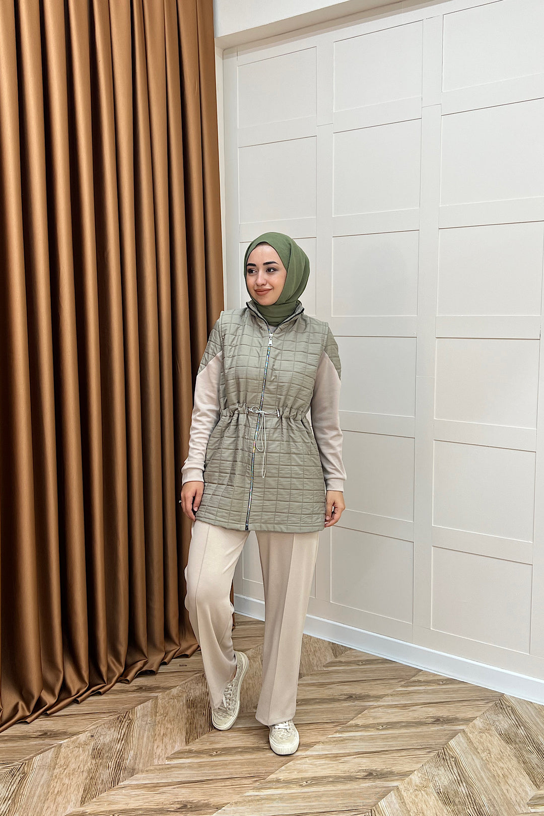 Armoni Kapitone Yelekli Üçlü Takım Yeşil 6015-YESIL