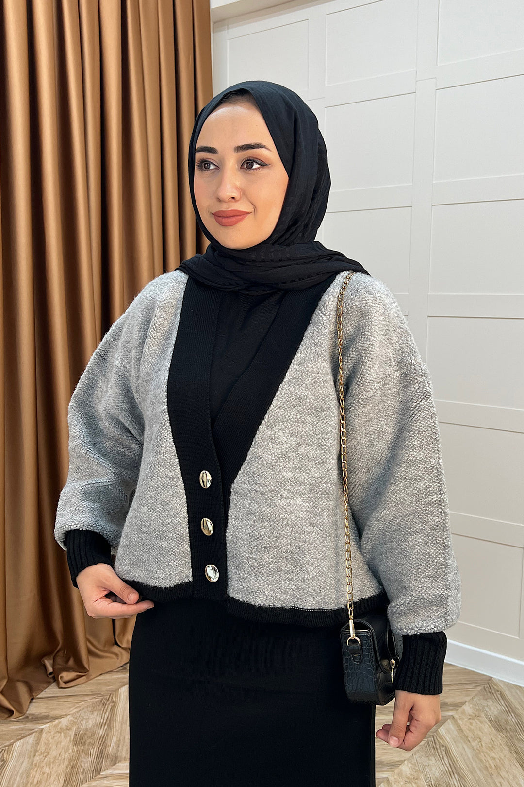 Sezen İkili Triko Elbise Gri 241090-GRI