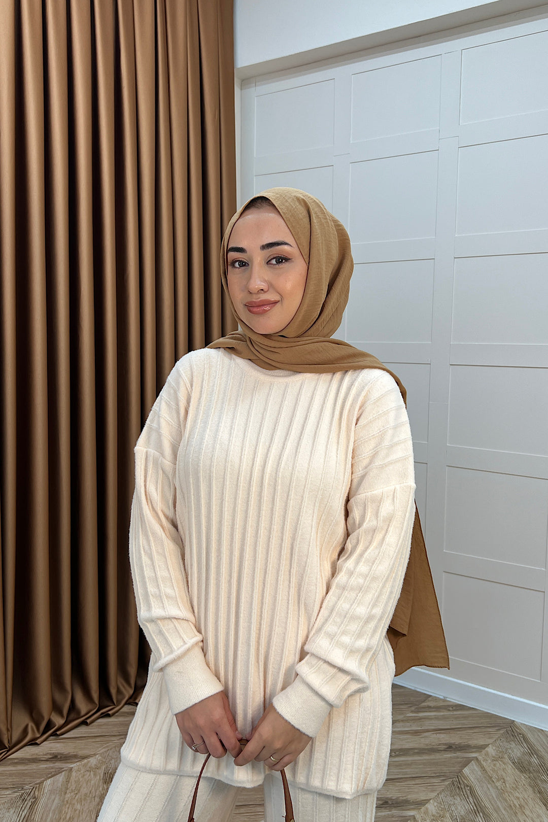 Kripto Keçe Sakal Triko Takım Krem 25560-KREM