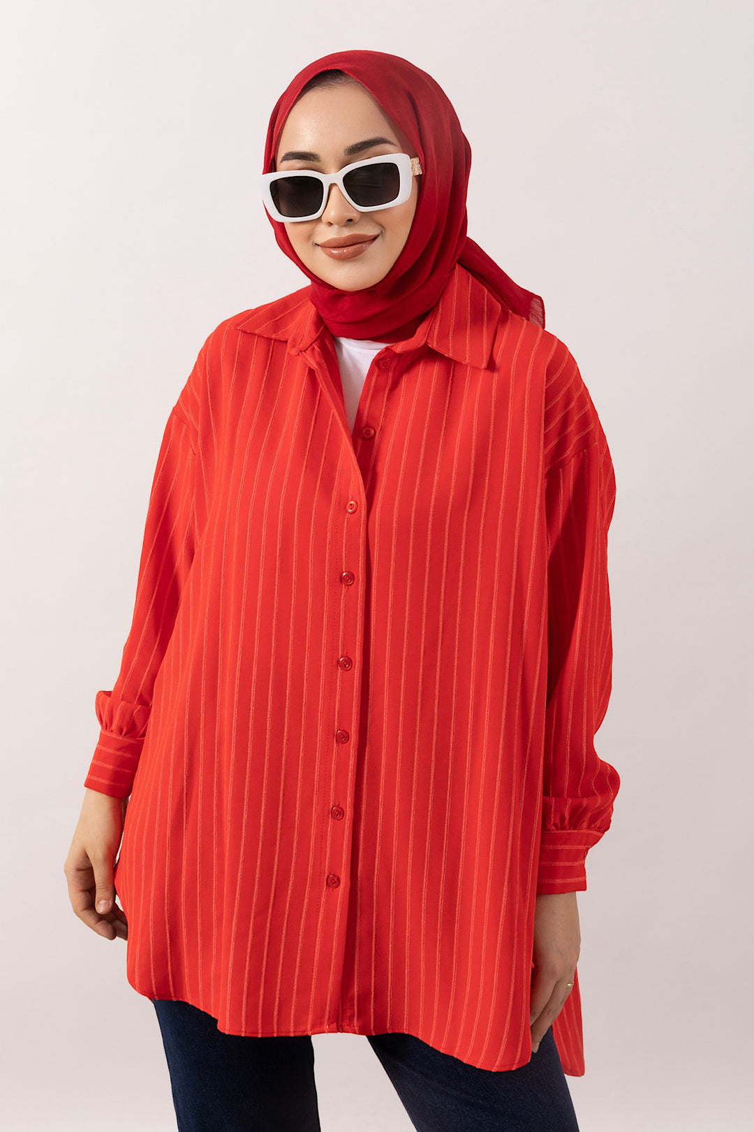 Çizgi Detay Tunik Mercan 01573-MERCAN