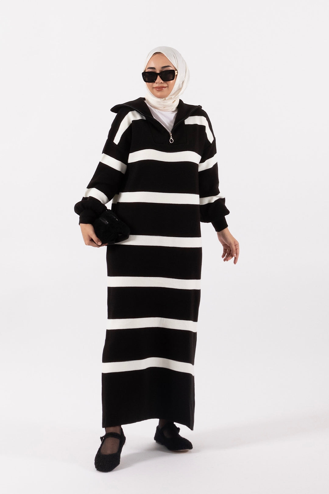 Liney Triko Elbise Siyah 24K1298-SIYAH