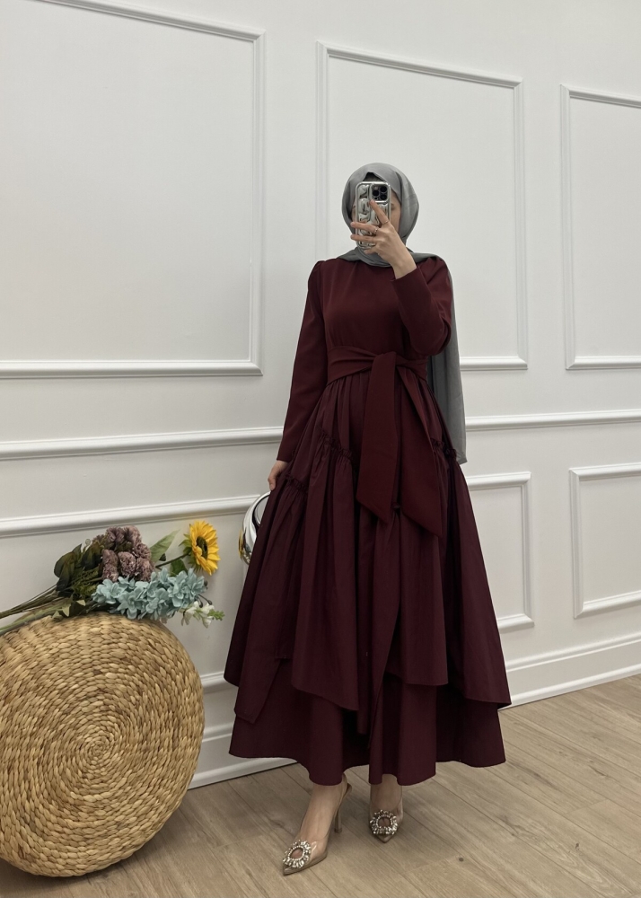 Amor elbise - Bordo - Modam Afra (1)