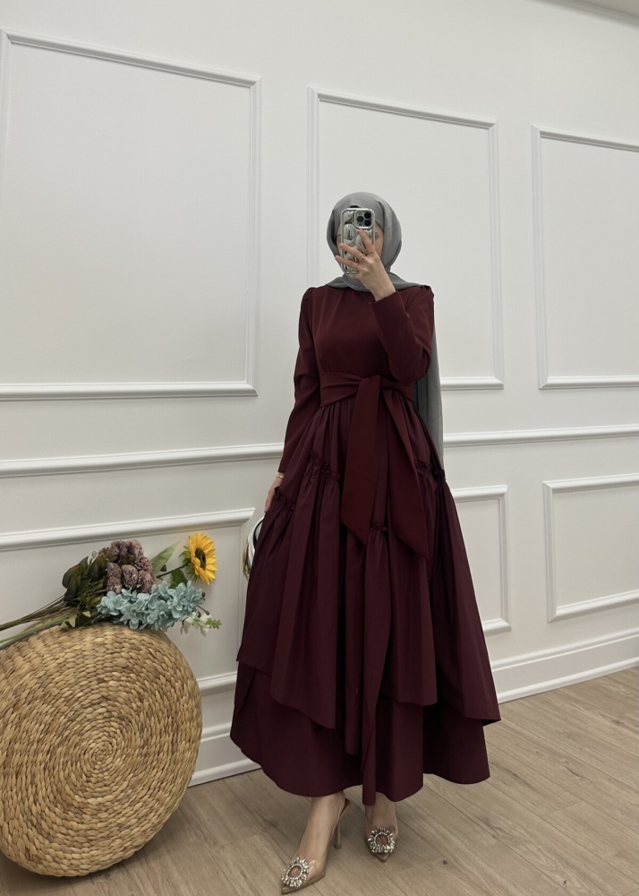 Amor elbise - Bordo - 5