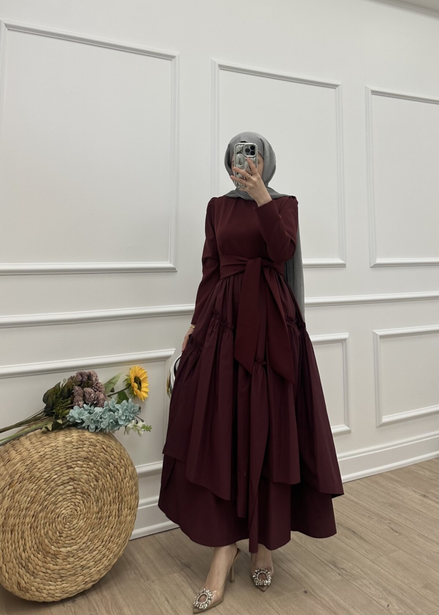Amor elbise - Bordo - 5