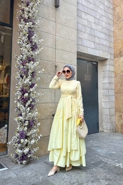 Amor elbise - Sarı - Modam Afra