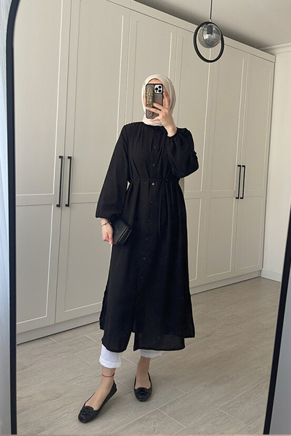 Bety Krep Tunik Siyah 