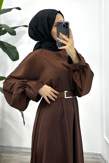 Modam Afra - Biray Abiye Elbise-Kahverengi (1)