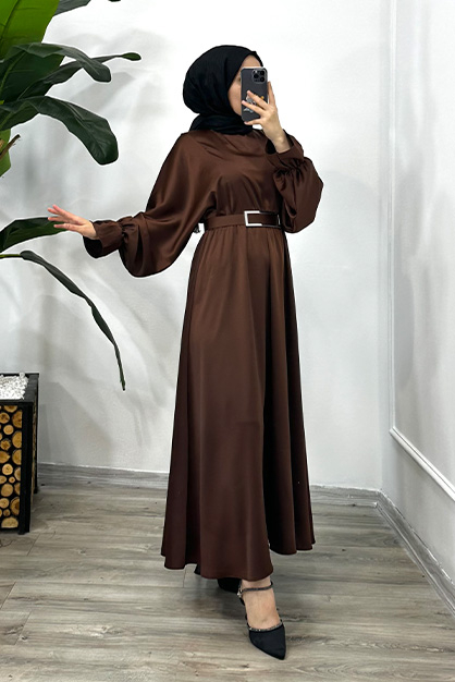 Modam Afra - Biray Abiye Elbise-Kahverengi