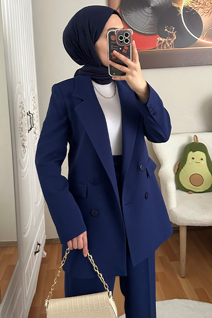 Modam Afra - Blazer Ceketli Takım-Lacivert