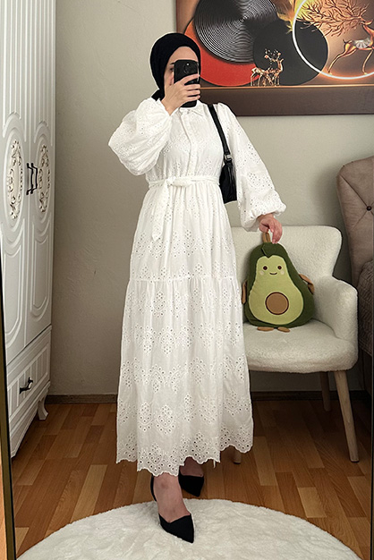 Brode Elbise - Beyaz - 3