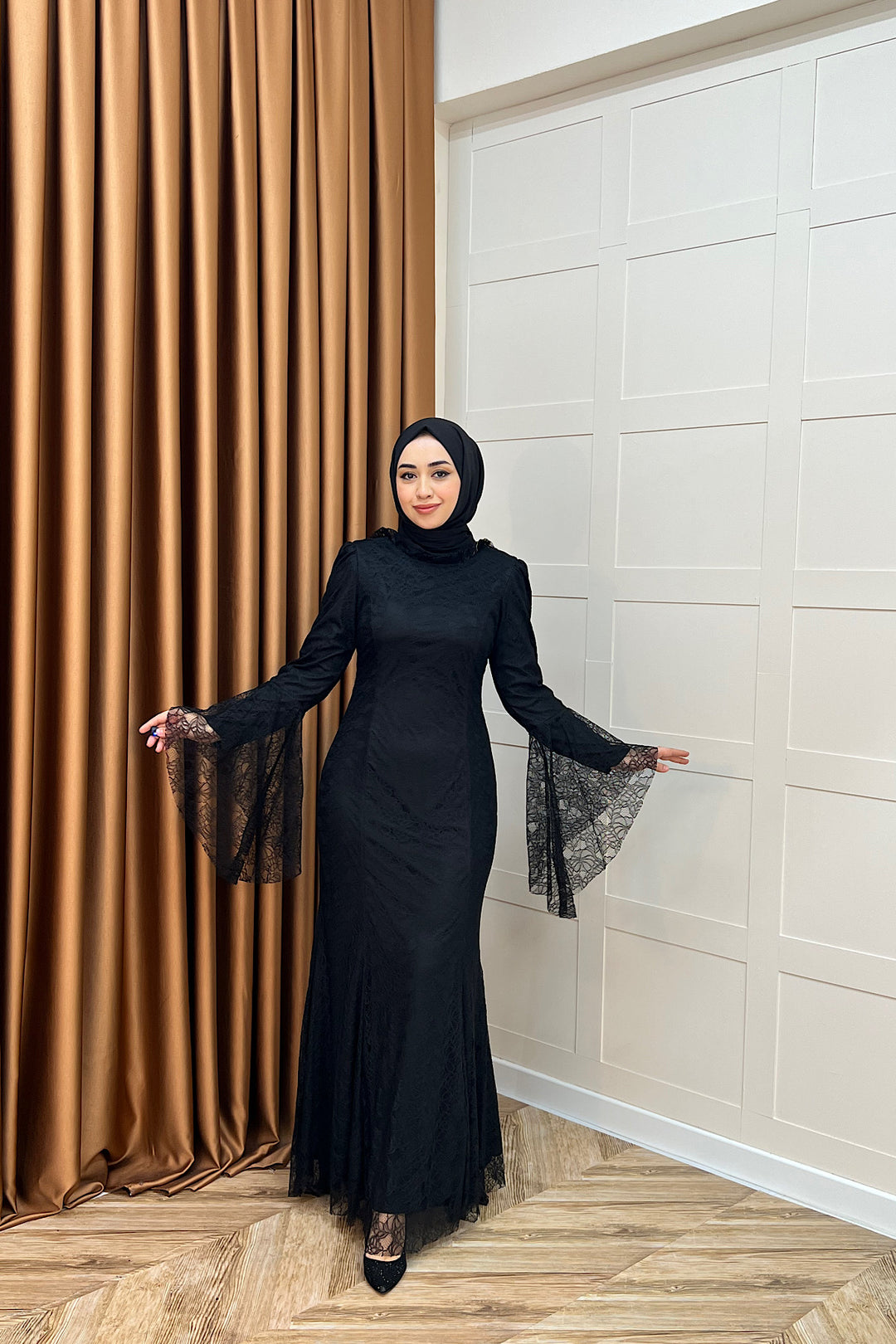 Lucia Dantel Balık Abiye Siyah 3085-SIYAH