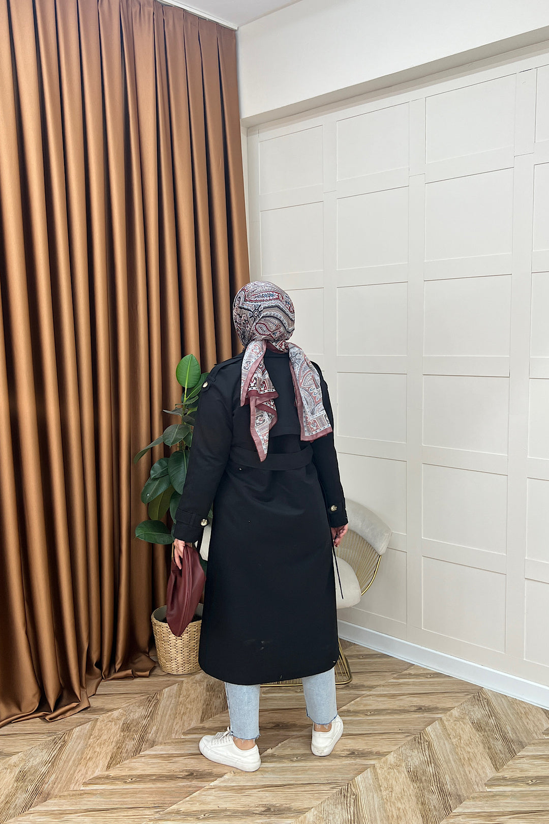 Hazel Astarlı Trençkot Siyah 5532-SIYAH