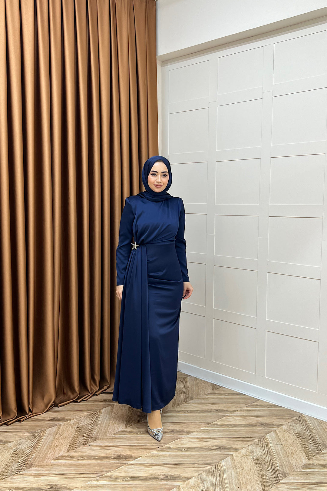 Hazel Saten Abiye Lacivert 3084-LACIVERT