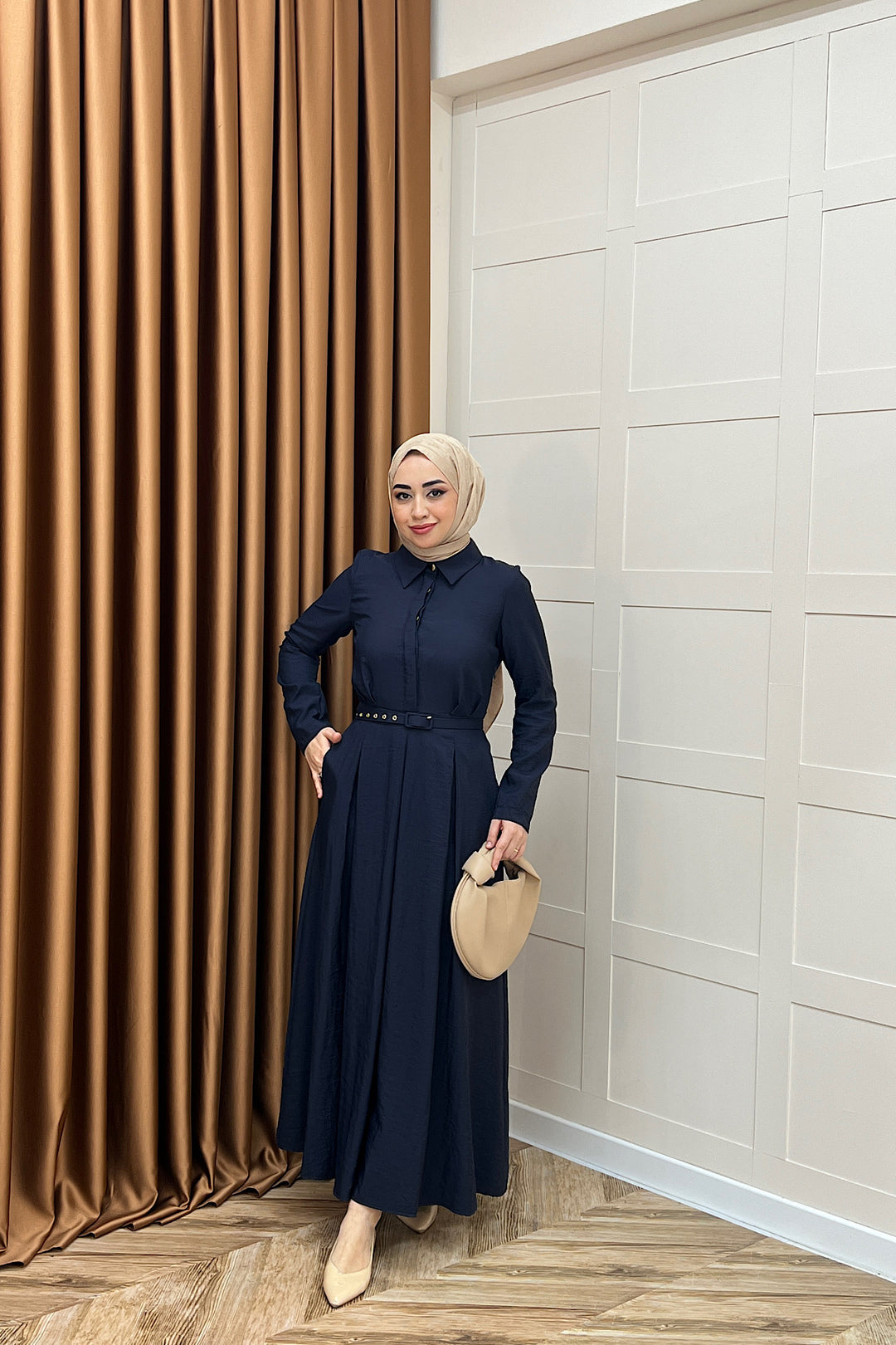 Lunia Kemerli Elbise Lacivert 5010-LACIVERT