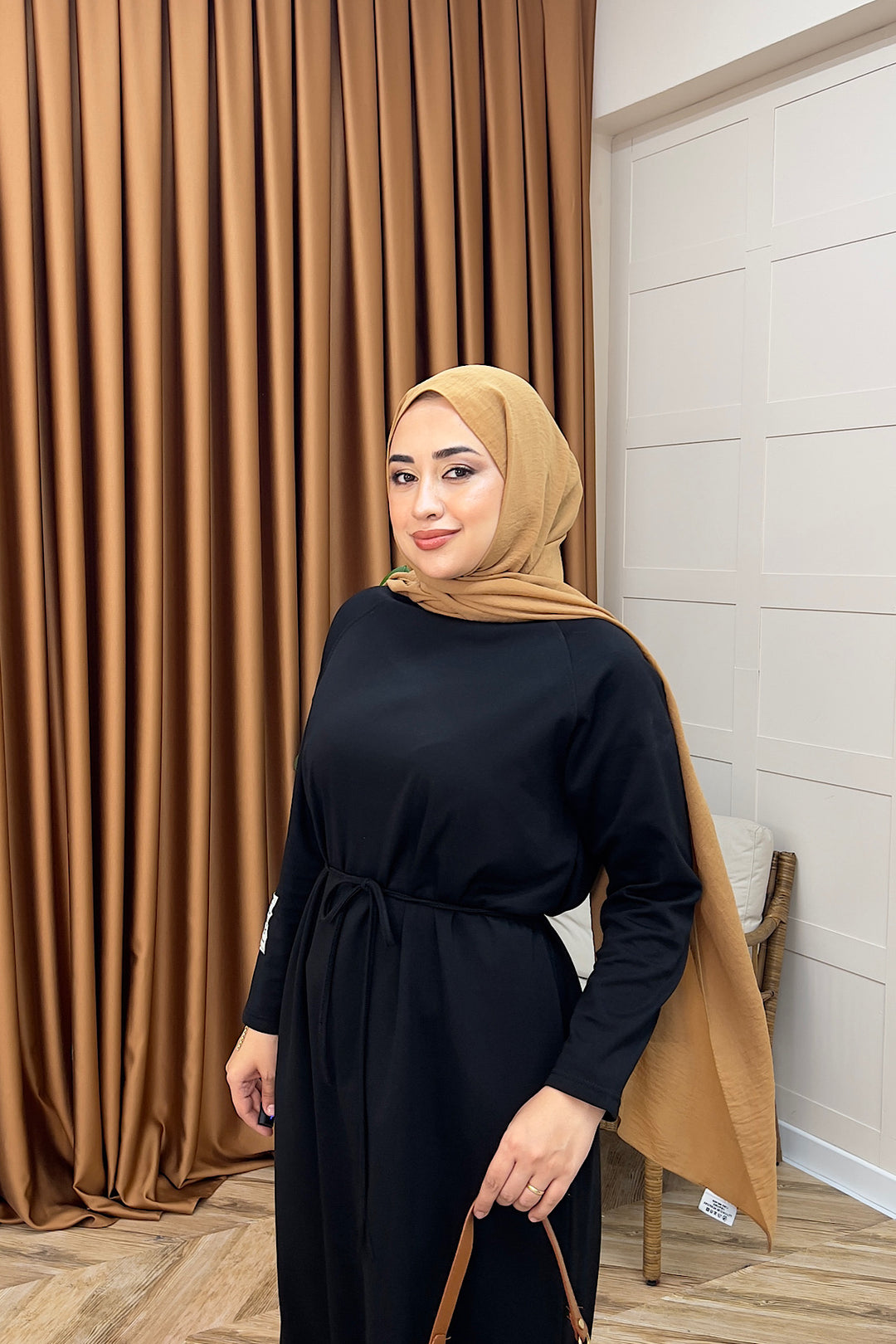 Romia Kuşaklı Elbise Siyah 005-SIYAH
