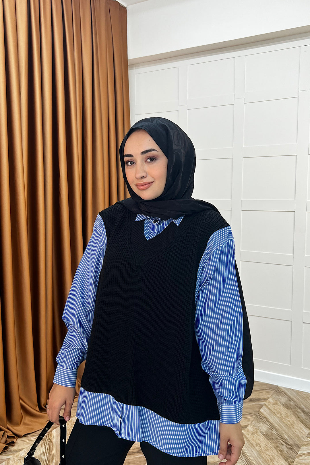 Triko Süveterli Gömlek Siyah 24730-SIYAH