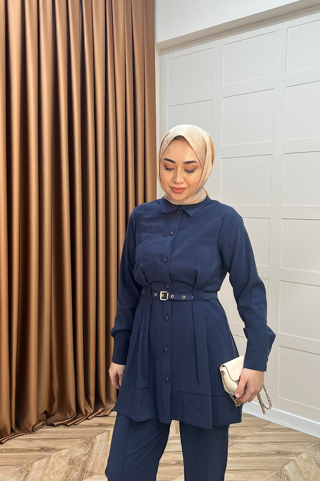 Tuana Belden Kemerli İkili Takım Lacivert 2994-LACIVERT