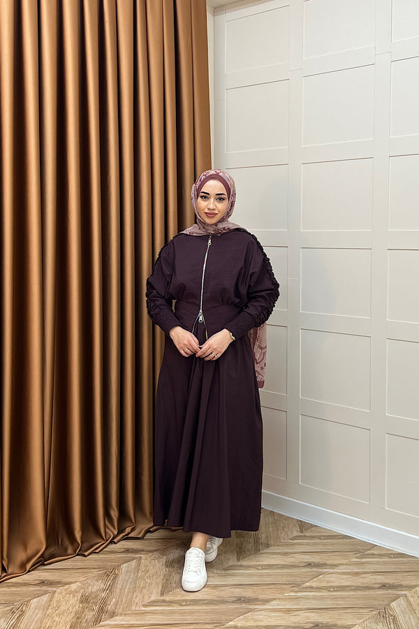 Mabella Çift Fermuarlı Etek Takım Mürdüm 2000-MURDUM