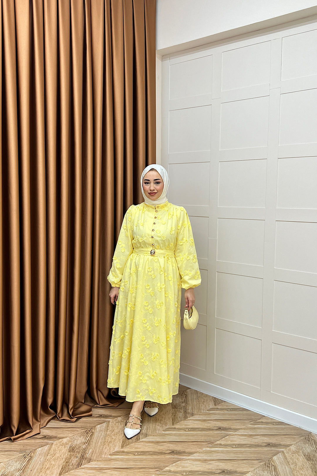 Fiesta Elbise Sarı 3157-SARI