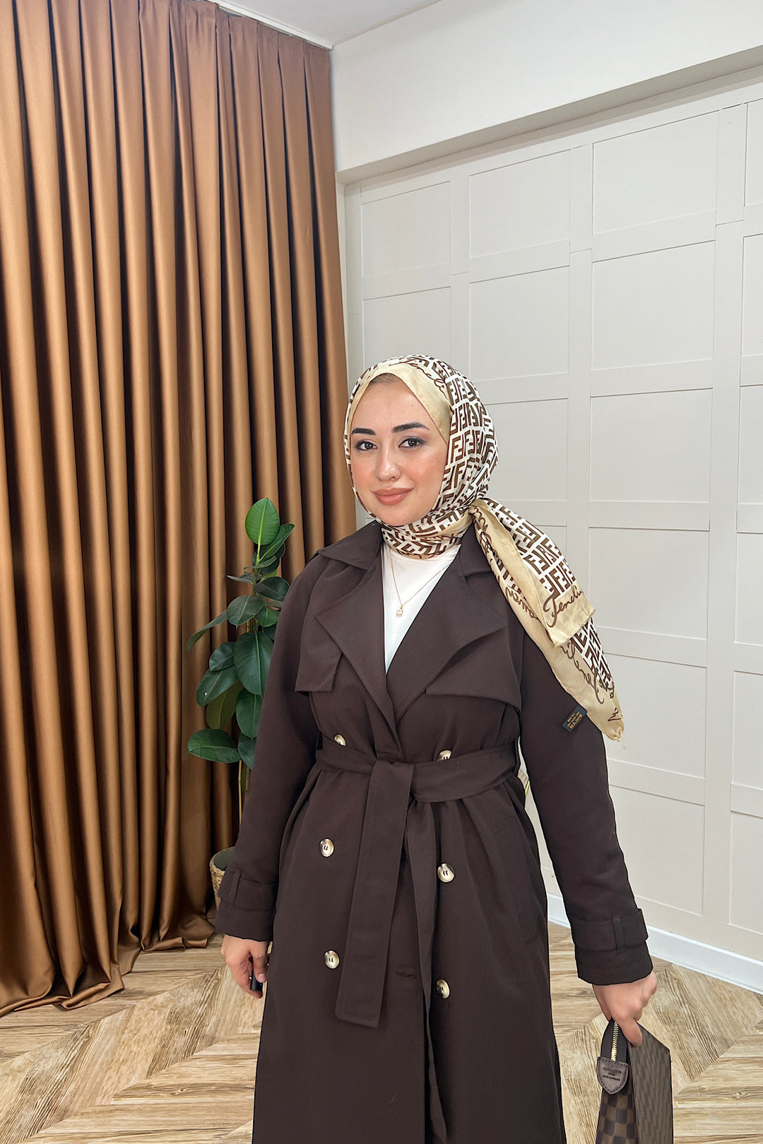 Hazel Astarlı Trençkot Kahverengi 5532-KAHVERENGI
