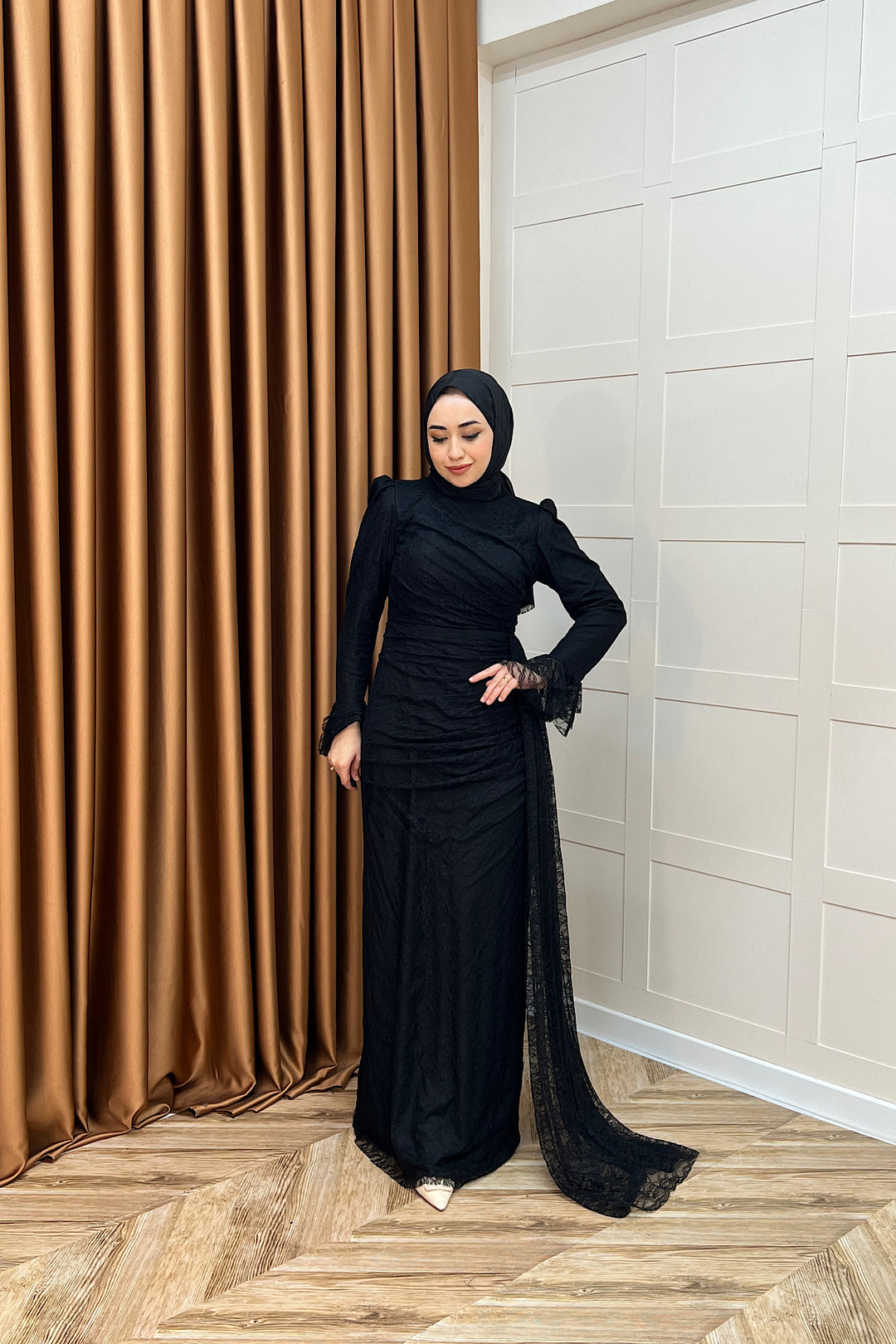 Serena Dantel Balık Abiye Siyah 3082-SIYAH