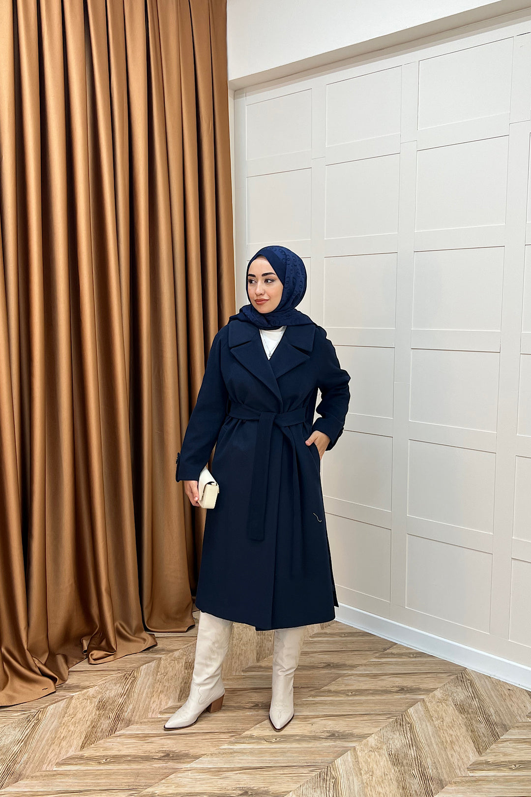 Martina Yırtmaçlı Kaban Lacivert 5508-LACIVERT