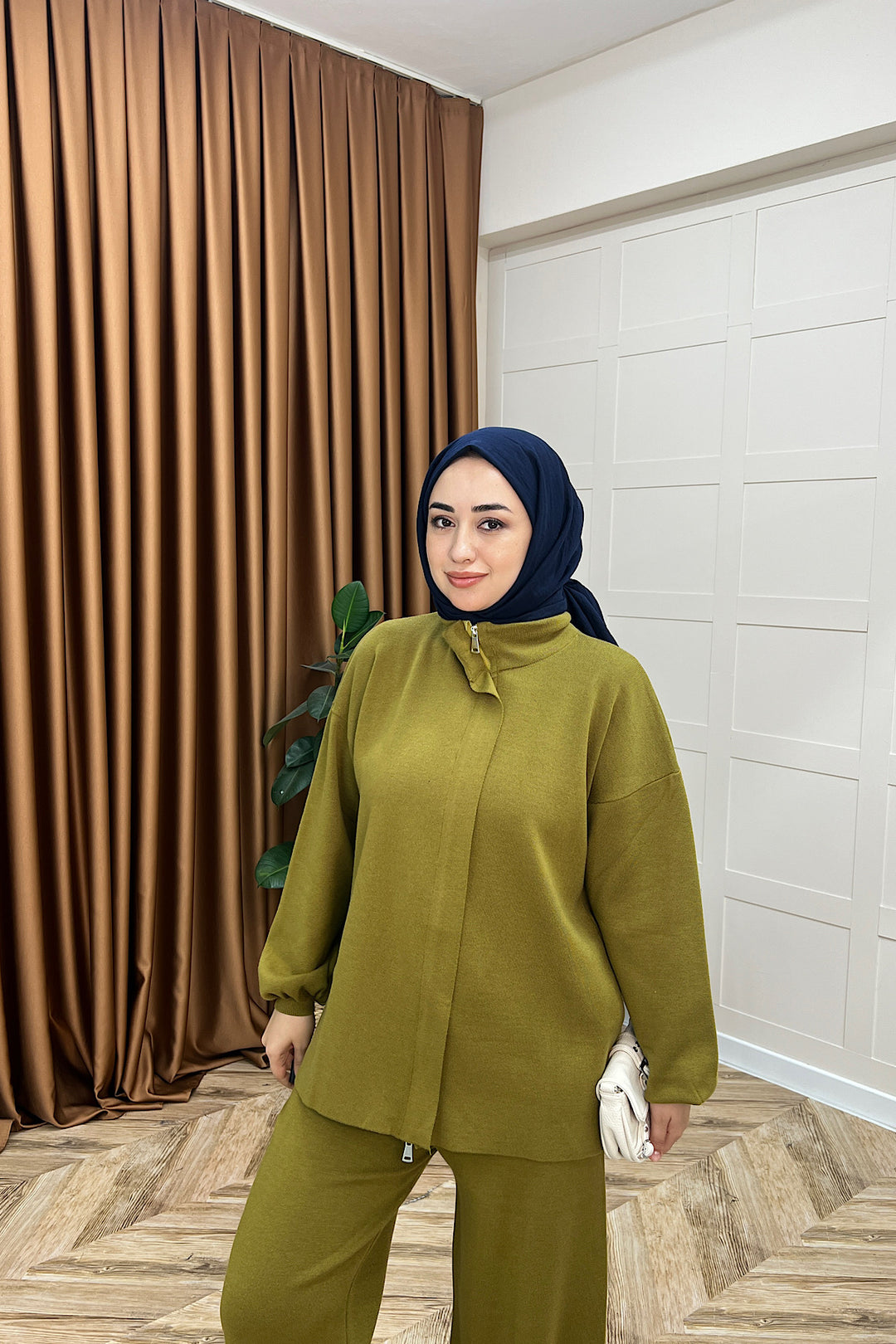 Bero İkili Triko Takım Yağ Yeşili 26234-YAGYESILI