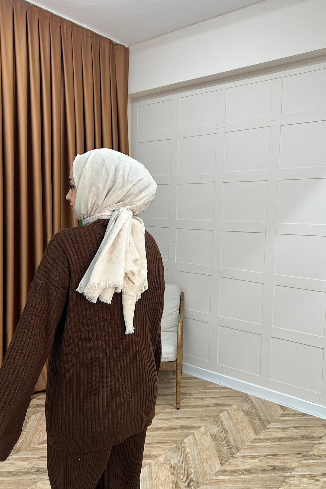 Galata Fitilli Triko Hırka Takım Kahverengi 25630-KAHVERENGI