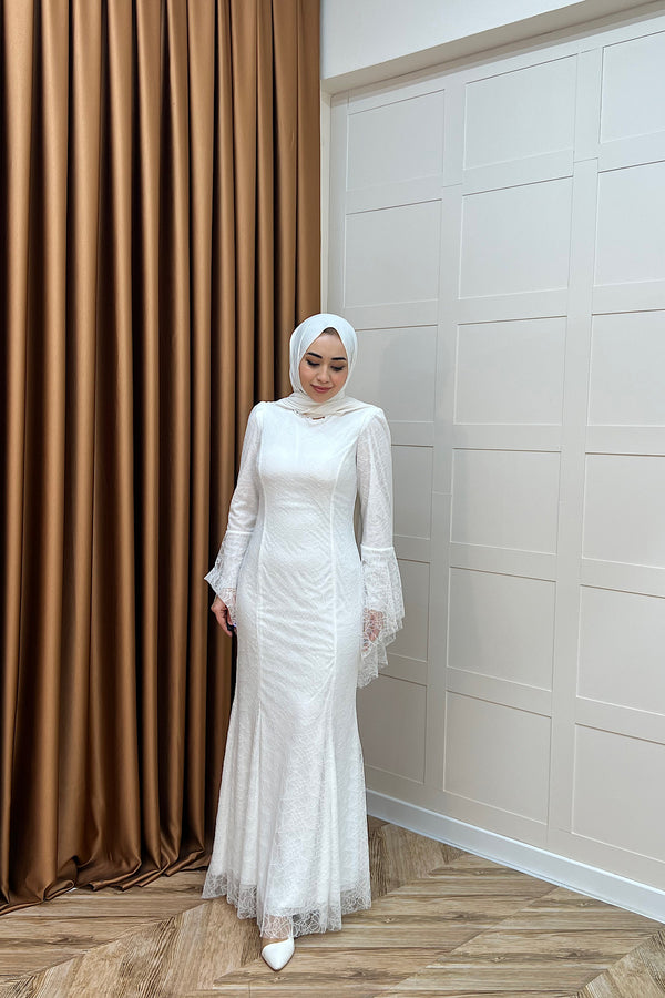 Lucia Dantel Balık Abiye Beyaz 3085-BEYAZ