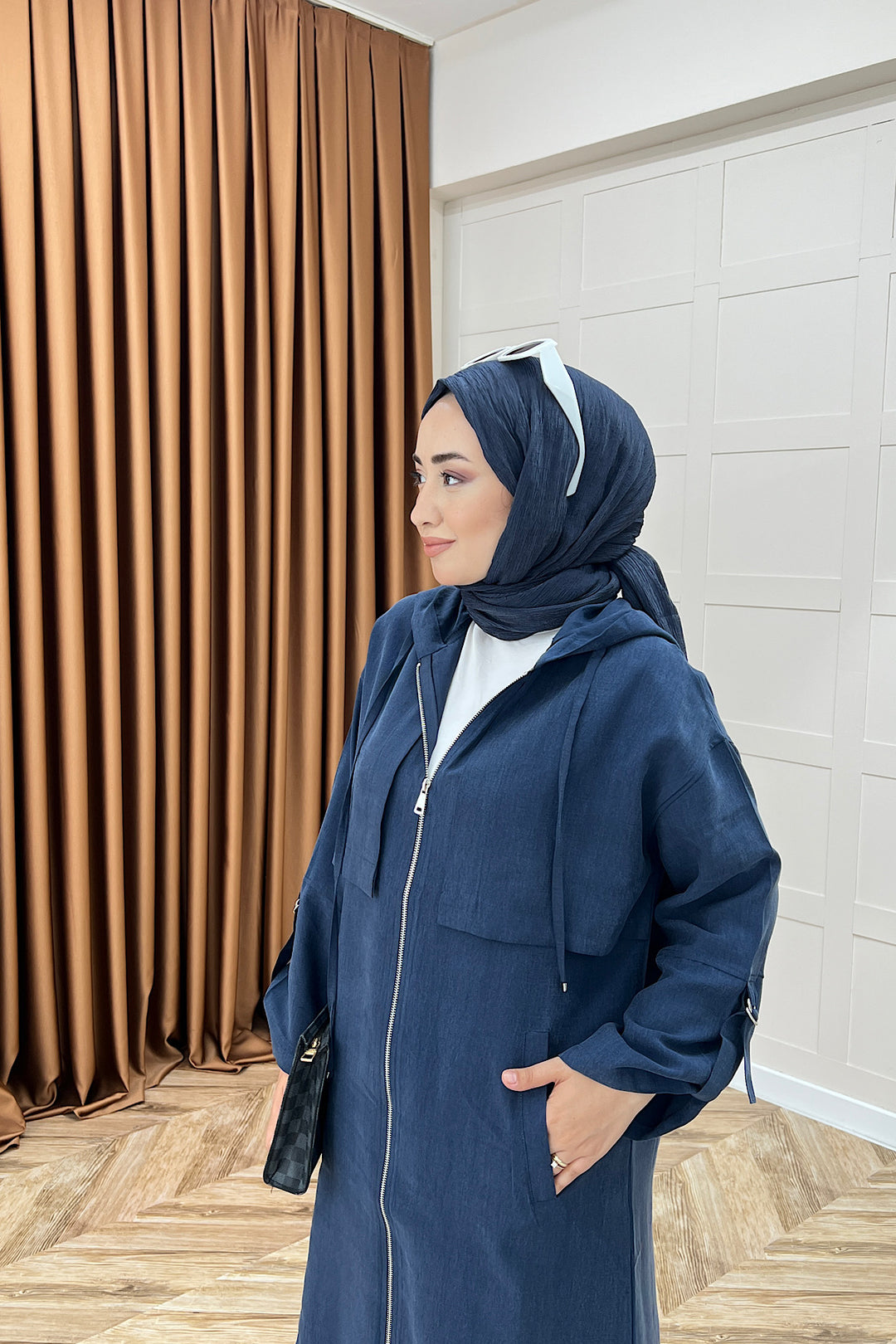 Zeva Fermuarlı Kap Lacivert 6348-LACIVERT
