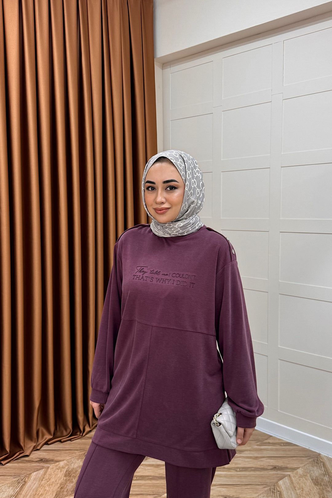 Parla Pike Omuz Detay İkili Takım Mürdüm 03009-MURDUM