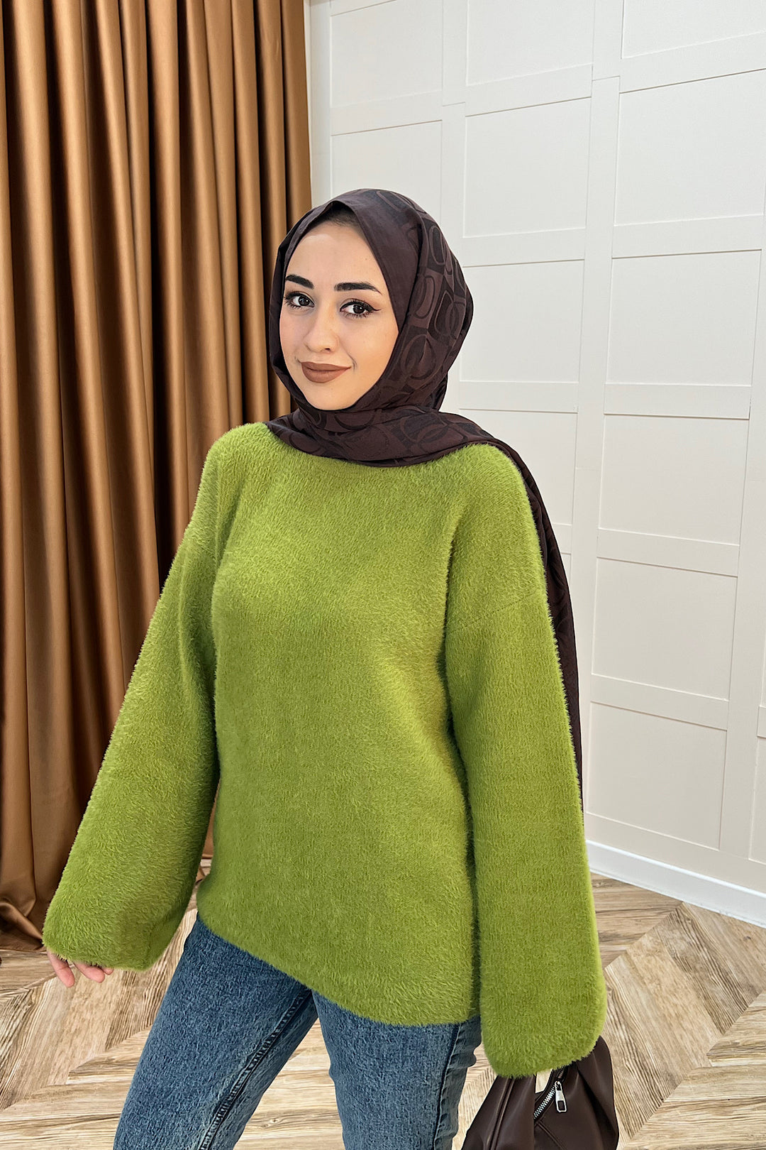 Leyal Triko Kazak Yağ Yeşili 25440-YAGYESILI