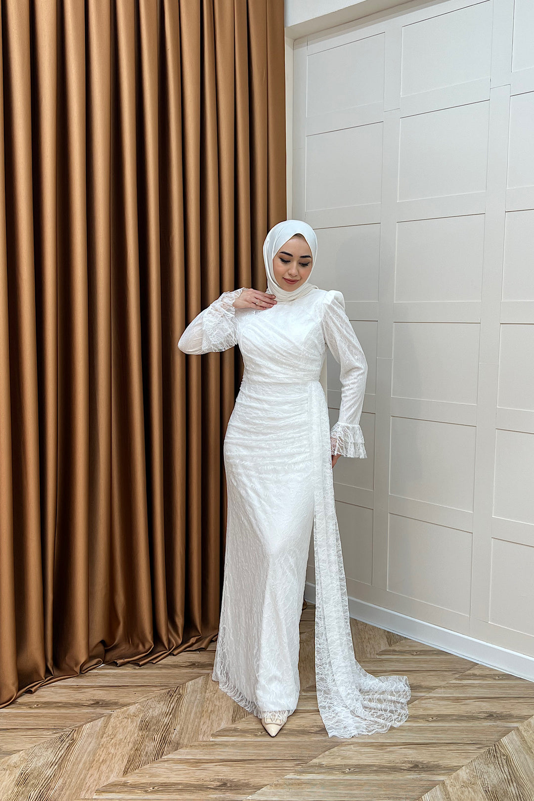 Serena Dantel Balık Abiye Beyaz 3082-BEYAZ